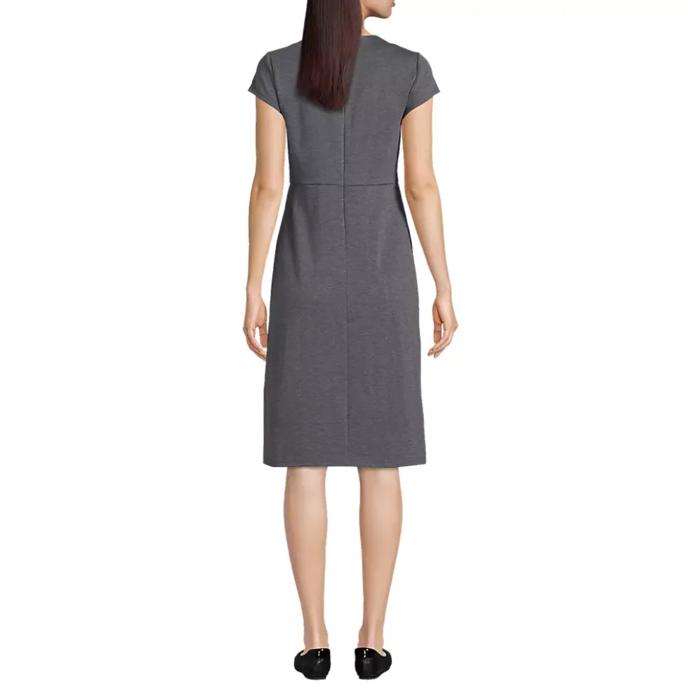 Women's Cap Sleeve Box Pleat Ponte Dress