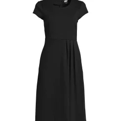 Women's Cap Sleeve Box Pleat Ponte Dress
