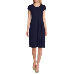 Women's Cap Sleeve Box Pleat Ponte Dress