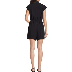 Women's Cap Sleeve Creaseless Button-Down Romper