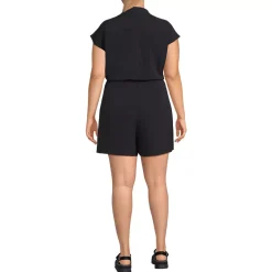 Women's Cap Sleeve Creaseless Button-Down Romper