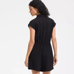 Women's Cap Sleeve Creaseless Button-Down Romper
