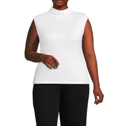 Women's Cap Sleeve Drapey Rib Fitted Funnel Neck Tank