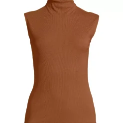 Women's Cap Sleeve Drapey Rib Fitted Funnel Neck Tank