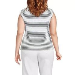 Women's Cap Sleeve Drapey Rib Fitted Funnel Neck Tank