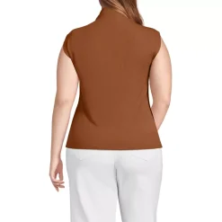 Women's Cap Sleeve Drapey Rib Fitted Funnel Neck Tank