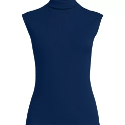 Women's Cap Sleeve Drapey Rib Fitted Funnel Neck Tank