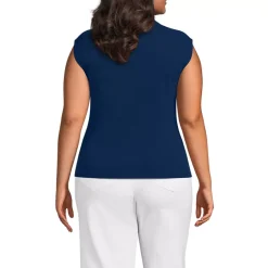 Women's Cap Sleeve Drapey Rib Fitted Funnel Neck Tank