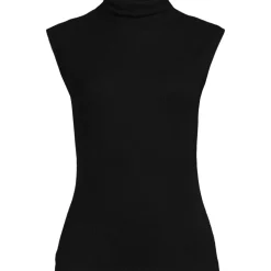 Women's Cap Sleeve Drapey Rib Fitted Funnel Neck Tank