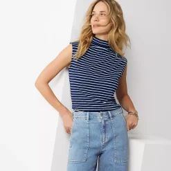 Women's Cap Sleeve Drapey Rib Fitted Funnel Neck Tank