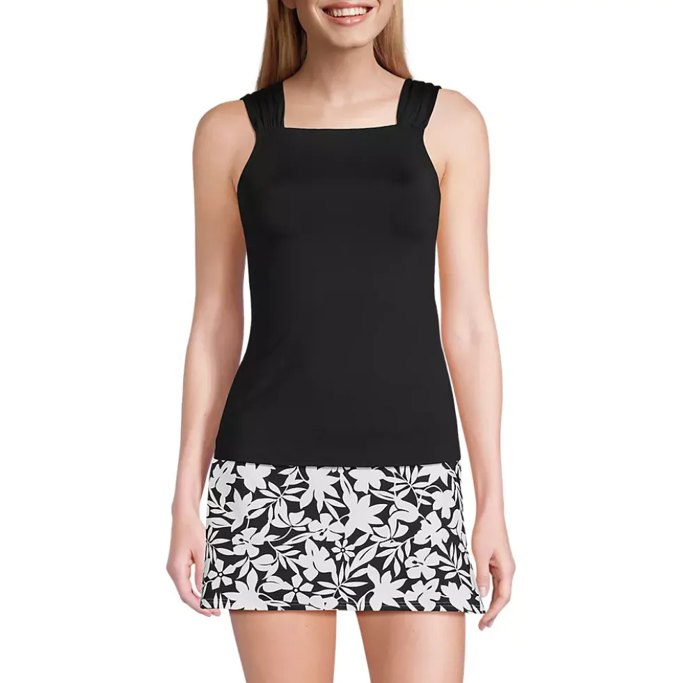 Women's Cap Sleeve High Neck Tankini Swimsuit Top