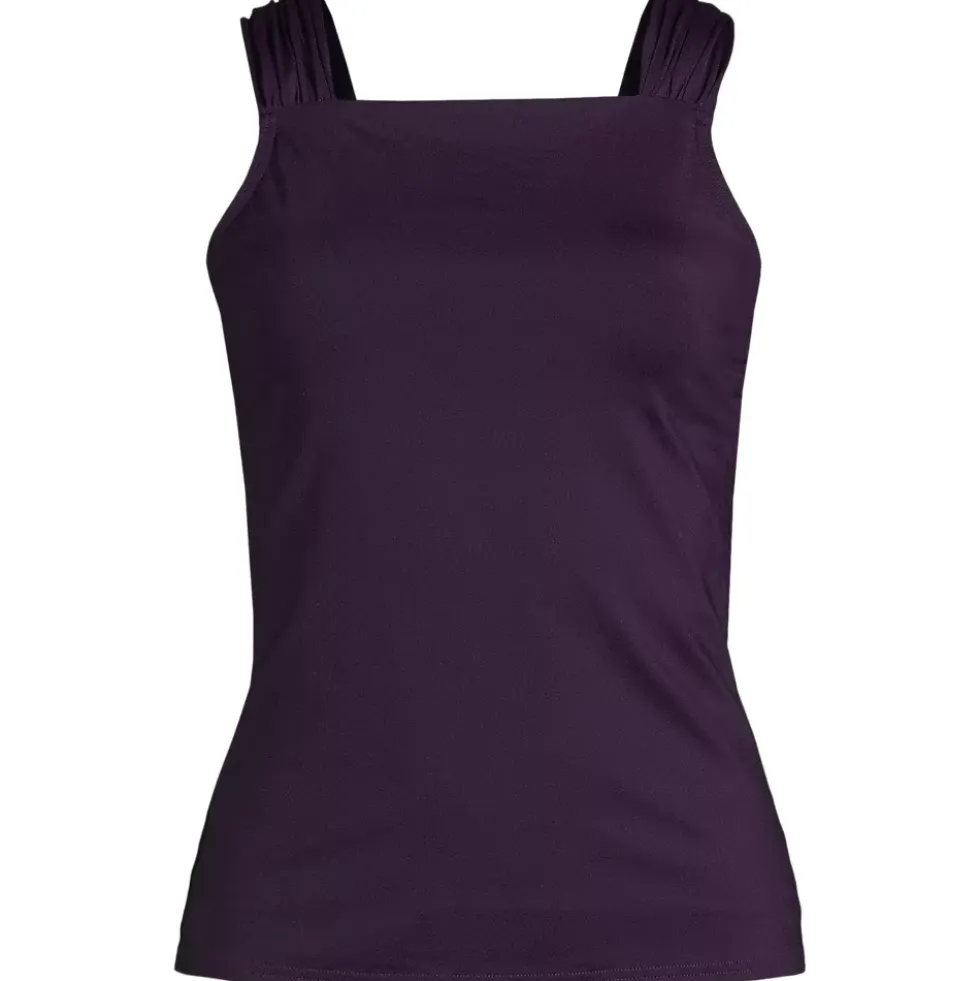 Women's Cap Sleeve High Neck Tankini Swimsuit Top