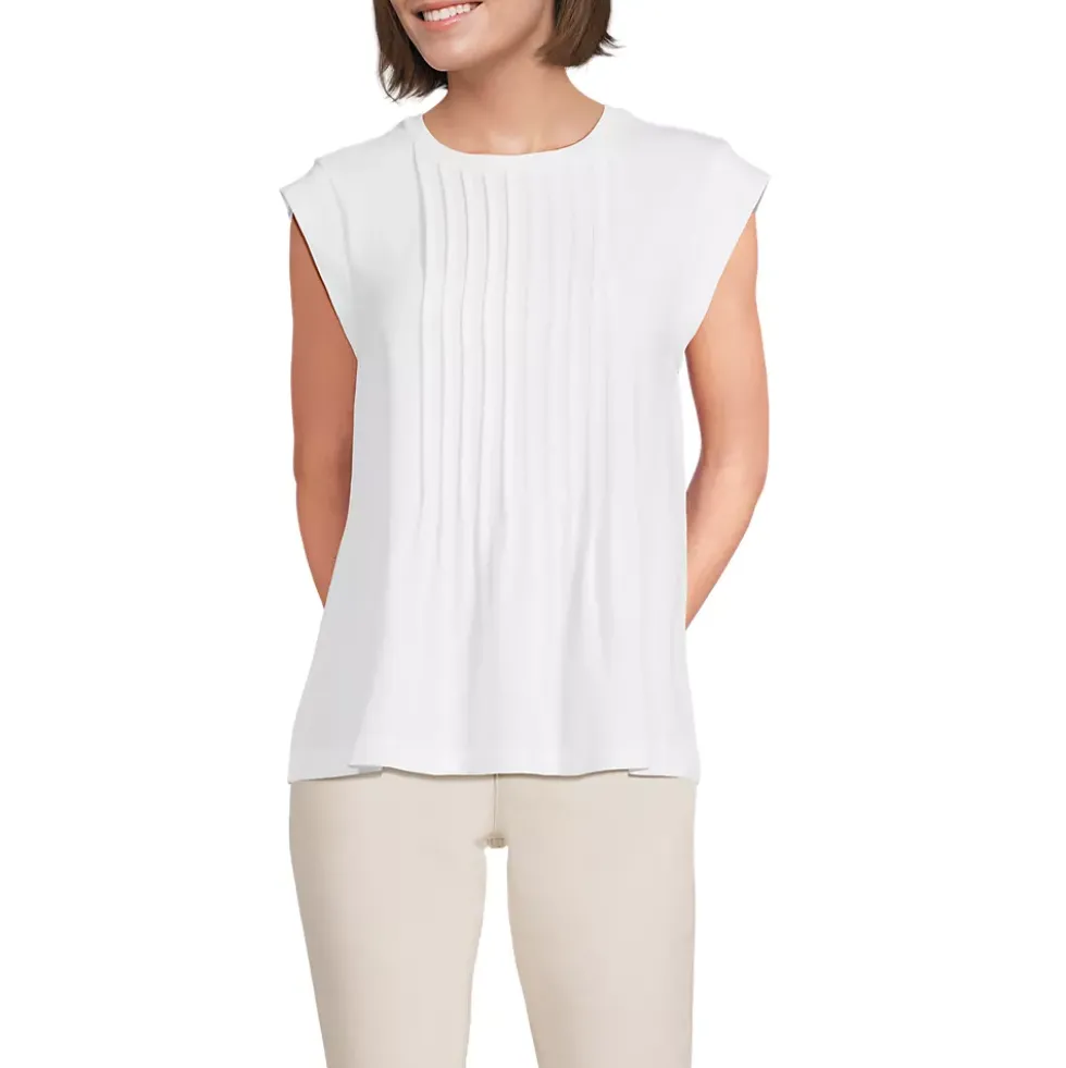 Women's Cap Sleeve Lightweight Jersey Pintuck Swing Top