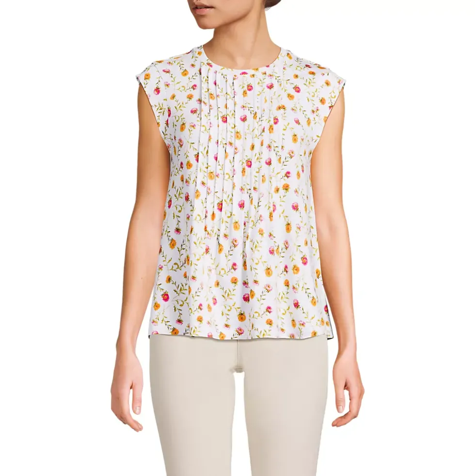Women's Cap Sleeve Lightweight Jersey Pintuck Swing Top