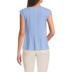 Women's Cap Sleeve Lightweight Jersey Pintuck Swing Top