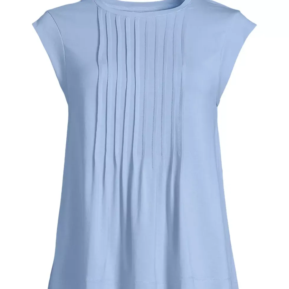 Women's Cap Sleeve Lightweight Jersey Pintuck Swing Top