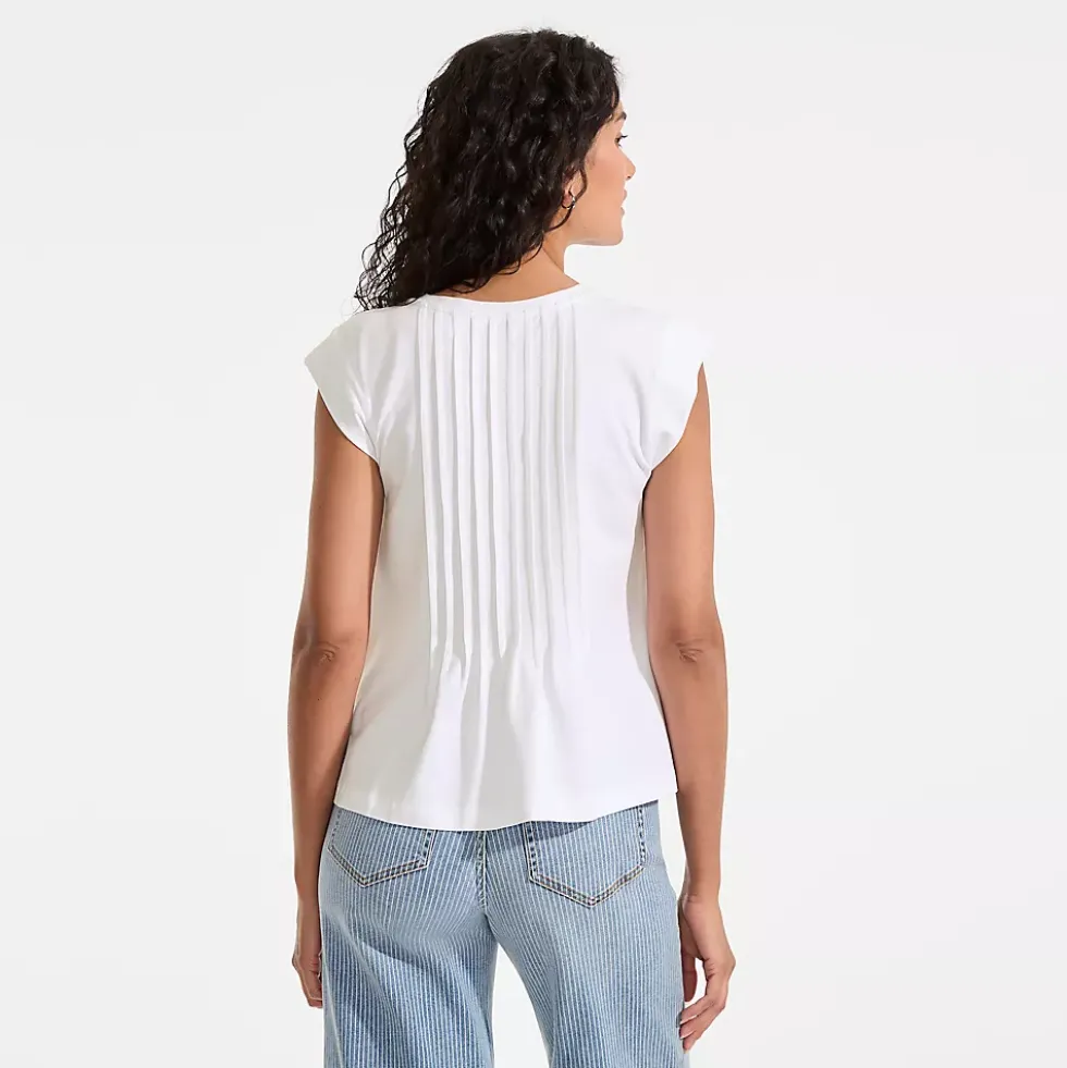 Women's Cap Sleeve Lightweight Jersey Pintuck Swing Top