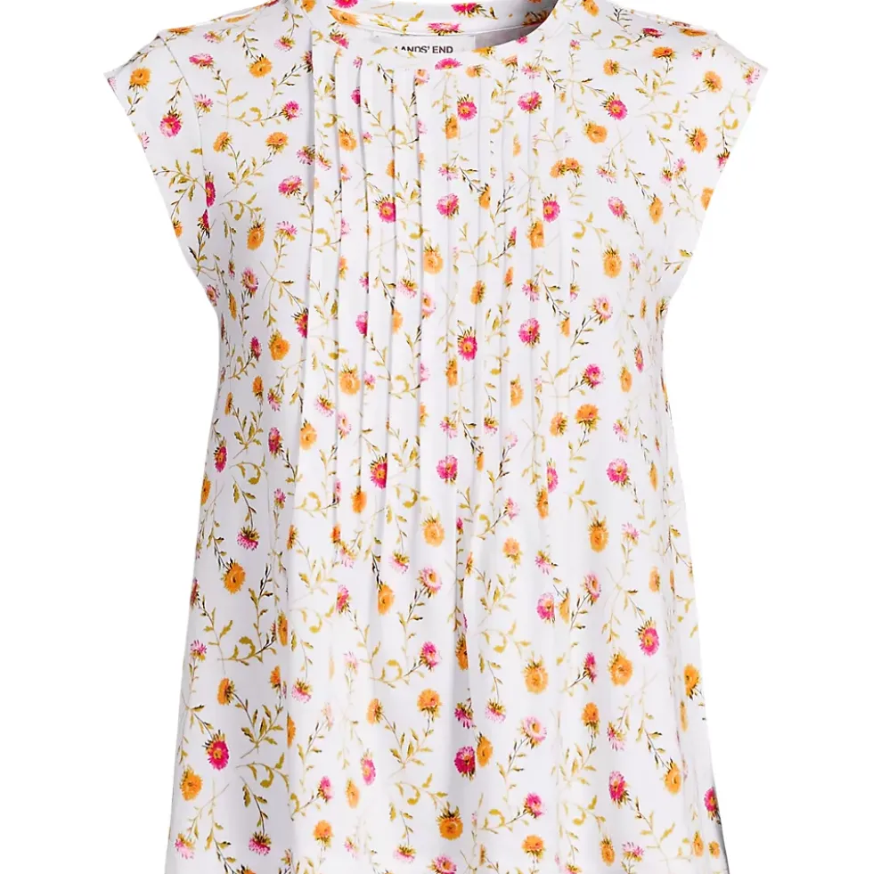 Women's Cap Sleeve Lightweight Jersey Pintuck Swing Top
