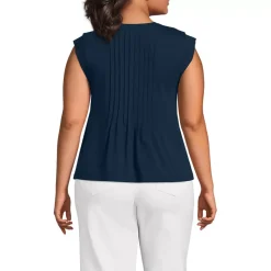 Women's Cap Sleeve Lightweight Jersey Pintuck Swing Top