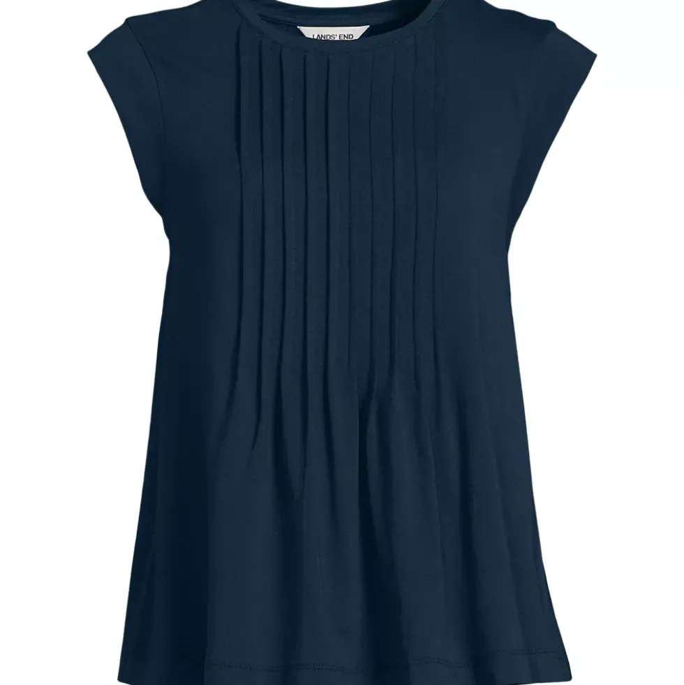 Women's Cap Sleeve Lightweight Jersey Pintuck Swing Top