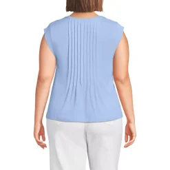 Women's Cap Sleeve Lightweight Jersey Pintuck Swing Top