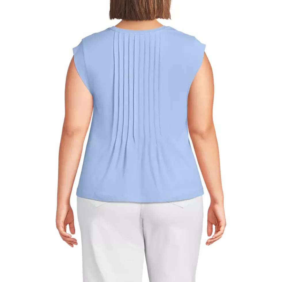 Women's Cap Sleeve Lightweight Jersey Pintuck Swing Top