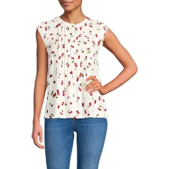 Women's Cap Sleeve Lightweight Jersey Pintuck Swing Top