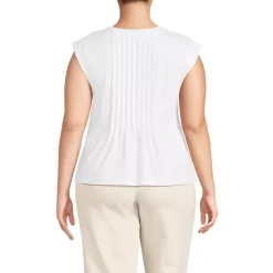 Women's Cap Sleeve Lightweight Jersey Pintuck Swing Top