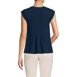 Women's Cap Sleeve Lightweight Jersey Pintuck Swing Top