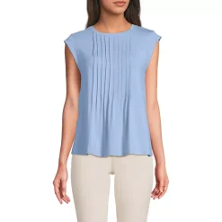 Women's Cap Sleeve Lightweight Jersey Pintuck Swing Top