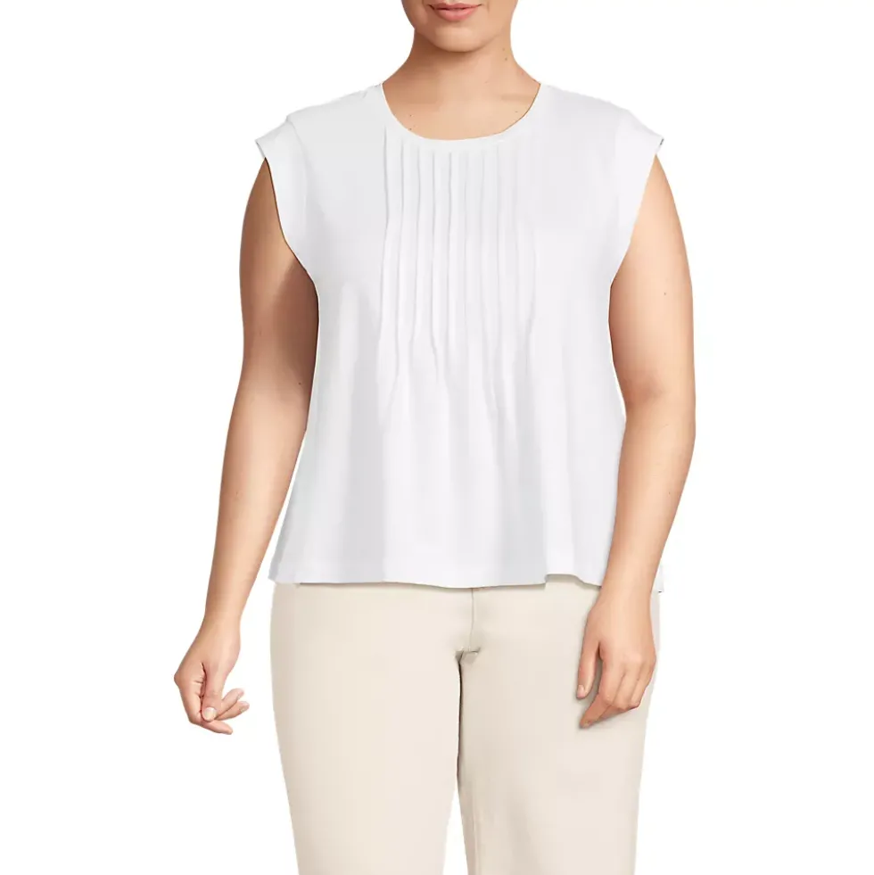 Women's Cap Sleeve Lightweight Jersey Pintuck Swing Top