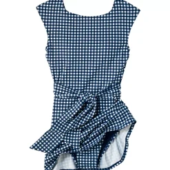 Women's Cap Sleeve Tie Belt Mini Swim Dress