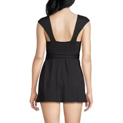 Women's Cap Sleeve Tie Belt Mini Swim Dress