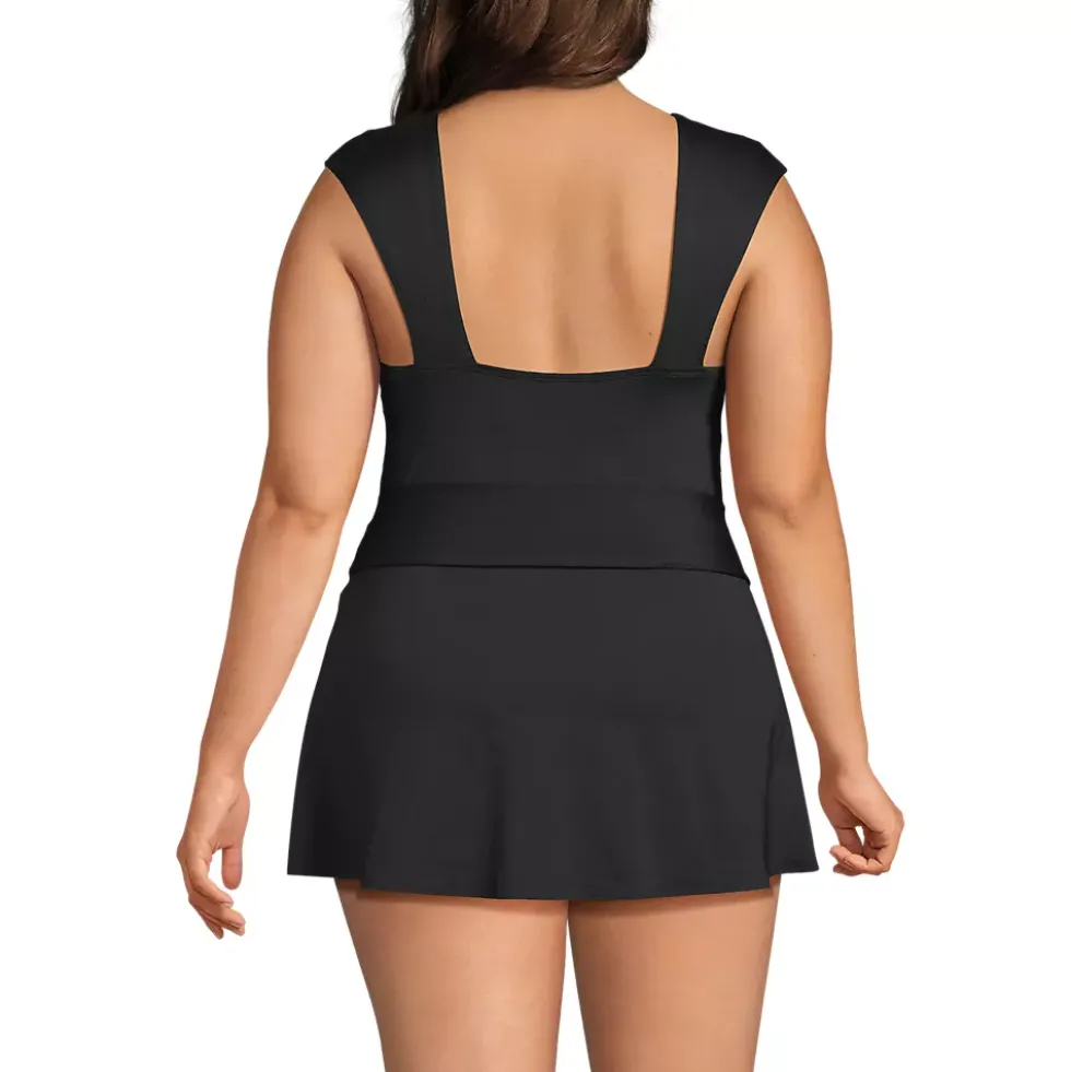 Women's Cap Sleeve Tie Belt Mini Swim Dress