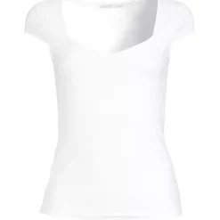 Women's Cap Sleeve Tugless Double Layer Sweetheart Knit Top