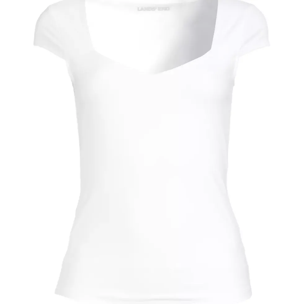 Women's Cap Sleeve Tugless Double Layer Sweetheart Knit Top