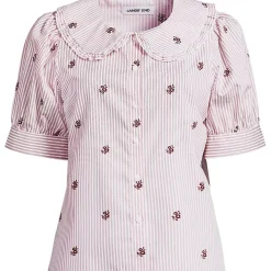 Women's Carefree Cotton Puff Sleeve Statement Collar Shirt