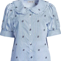 Women's Carefree Cotton Puff Sleeve Statement Collar Shirt