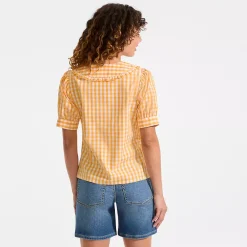Women's Carefree Cotton Puff Sleeve Statement Collar Shirt