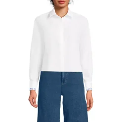 Women's Carefree Cotton Shirt with Removable Bow