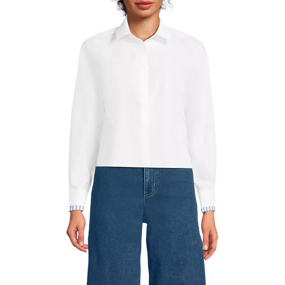 Women's Carefree Cotton Shirt with Removable Bow