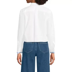 Women's Carefree Cotton Shirt with Removable Bow