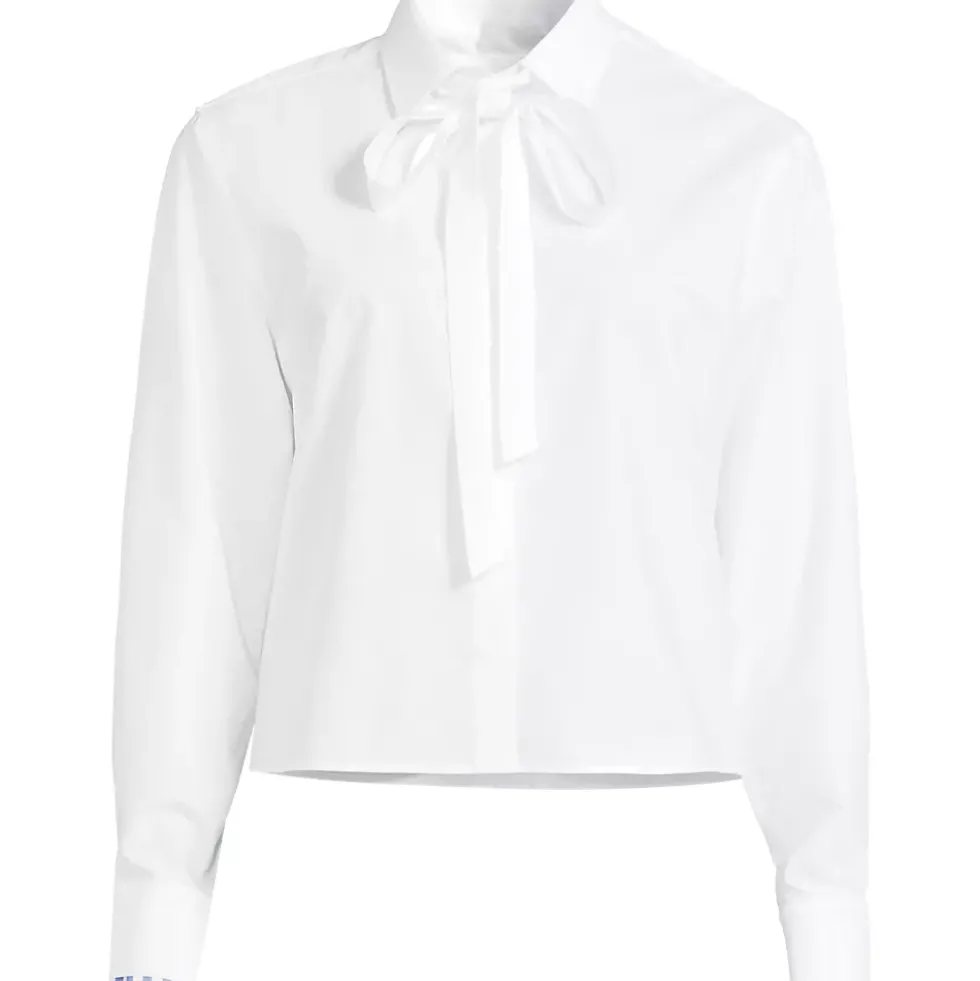 Women's Carefree Cotton Shirt with Removable Bow