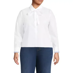Women's Carefree Cotton Shirt with Removable Bow