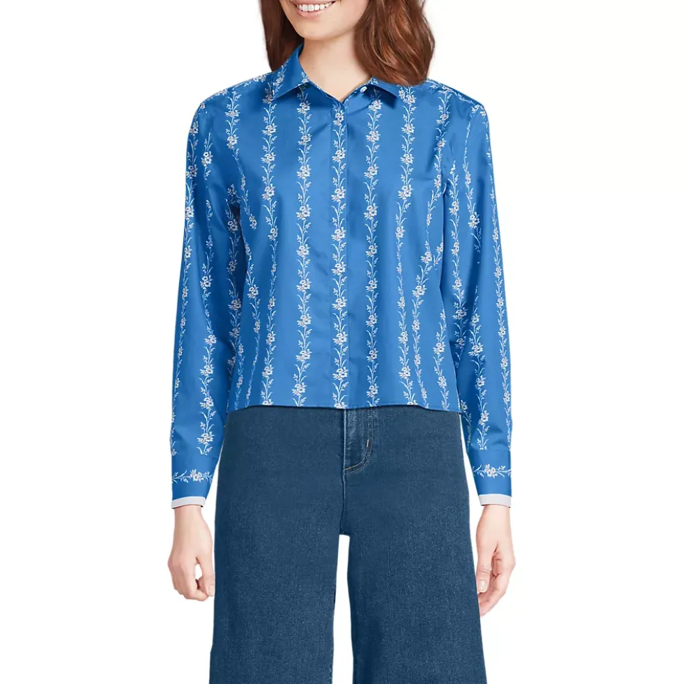 Women's Carefree Cotton Shirt with Removable Bow