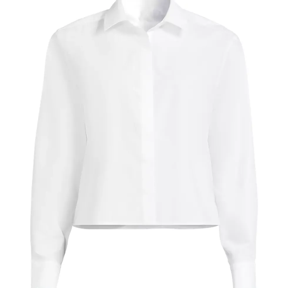 Women's Carefree Cotton Shirt with Removable Bow