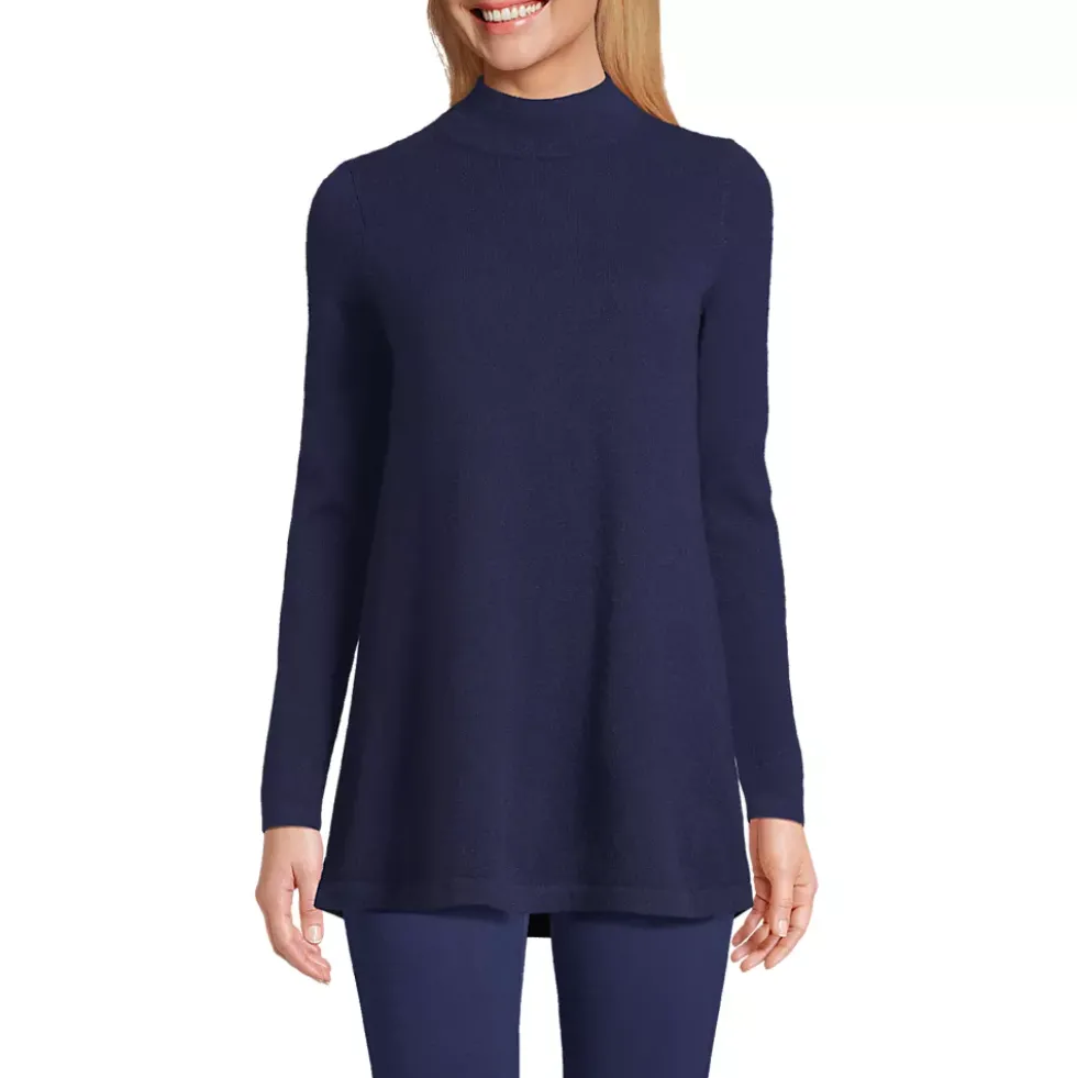 Women's Cashmere Mock Neck Swing Tunic Sweater