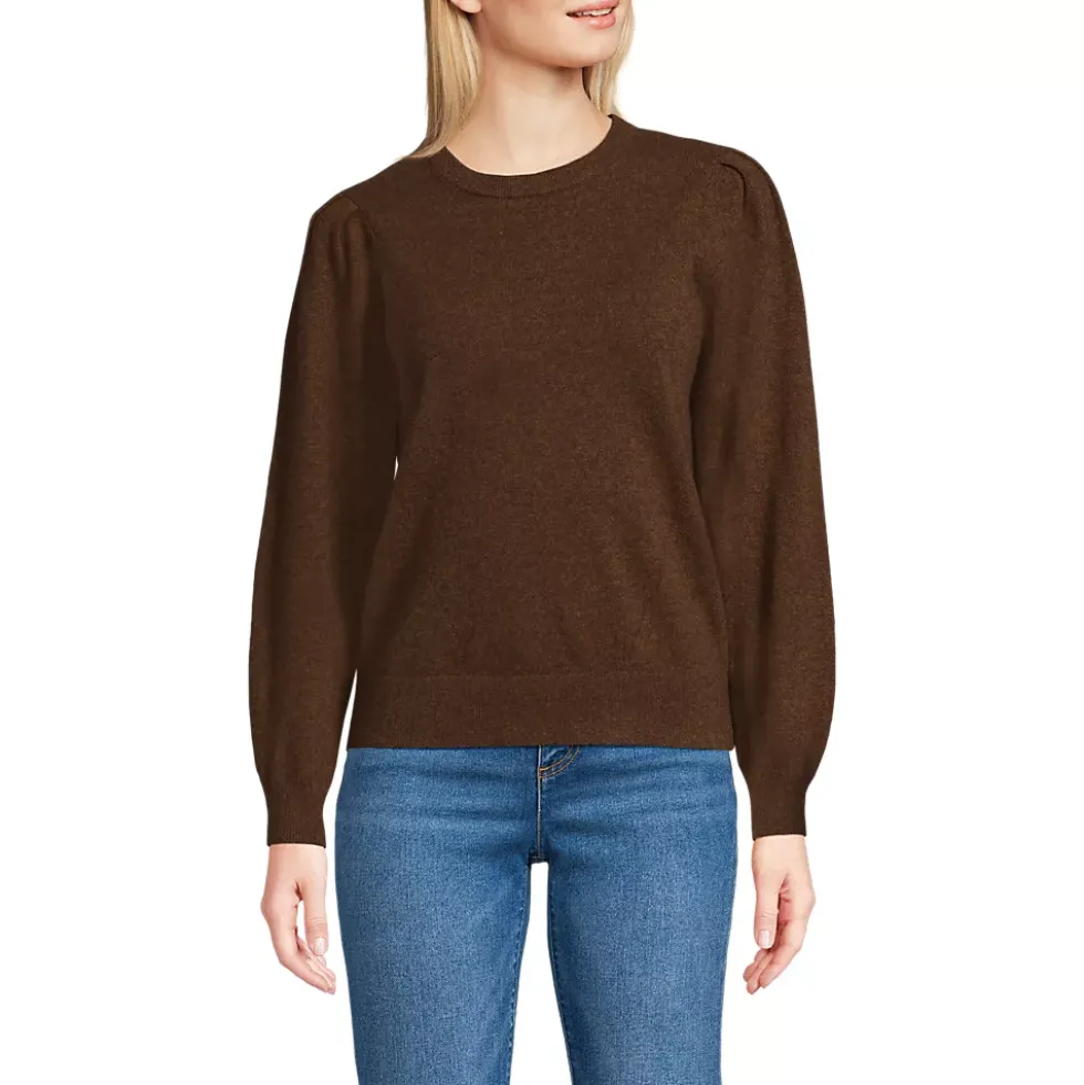 Women's Cashmere Puff Sleeve Crew Neck Sweater