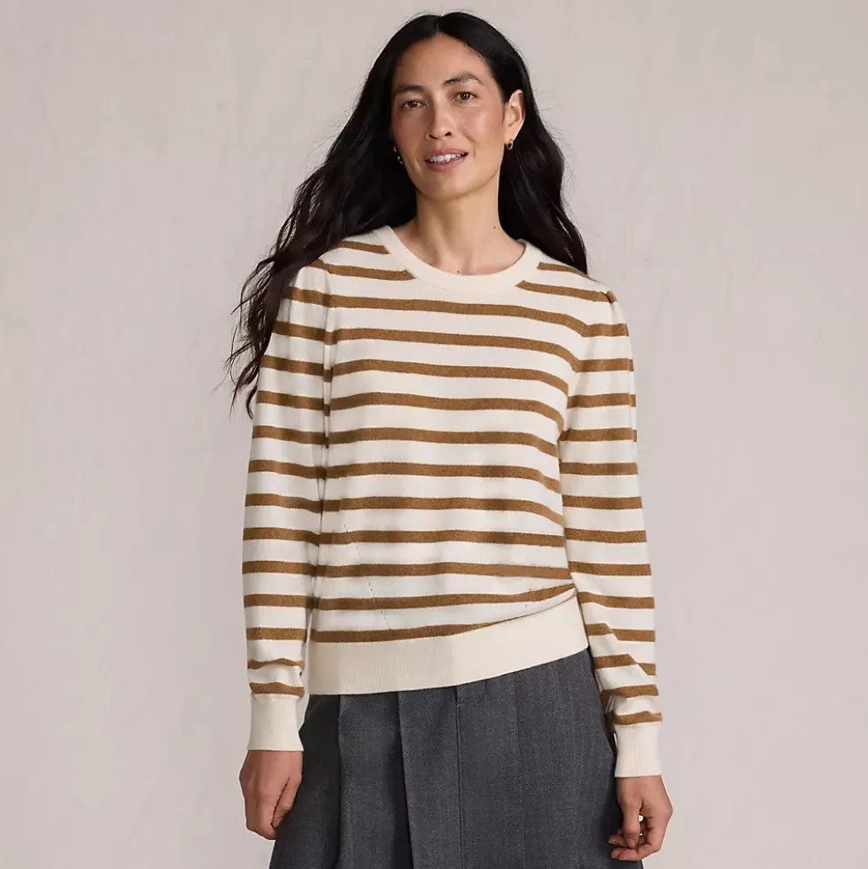 Women's Cashmere Puff Sleeve Crew Neck Sweater