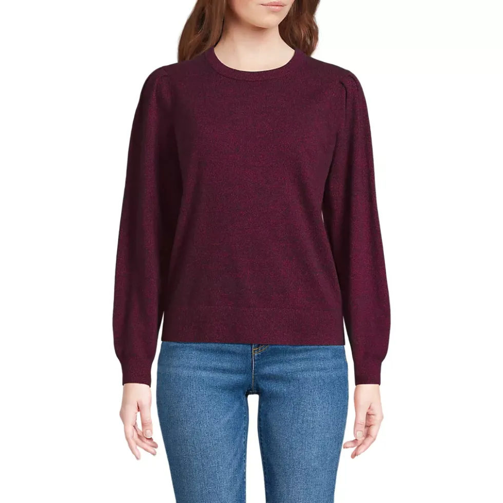 Women's Cashmere Puff Sleeve Crew Neck Sweater